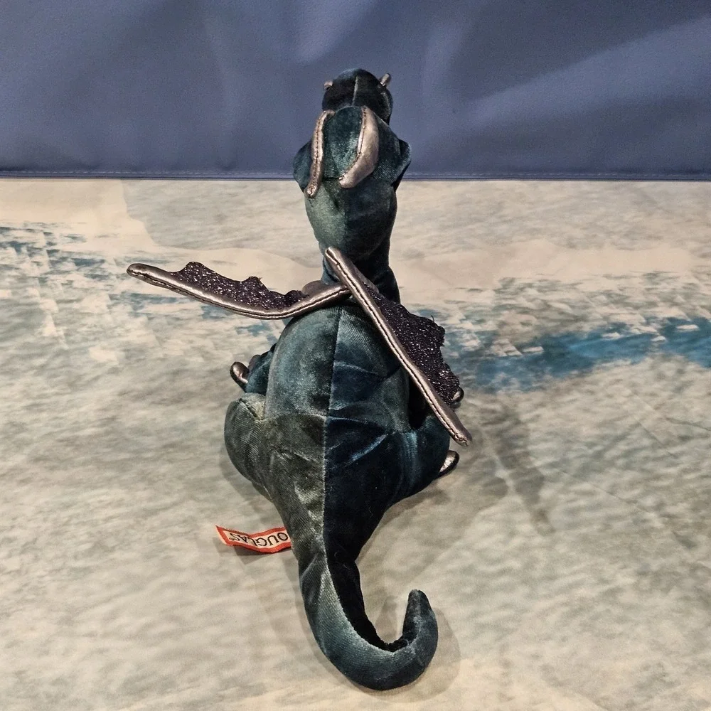 Douglas Dragon Plush Teal Green Silver Wings Fantasy Stuffed Animal 12